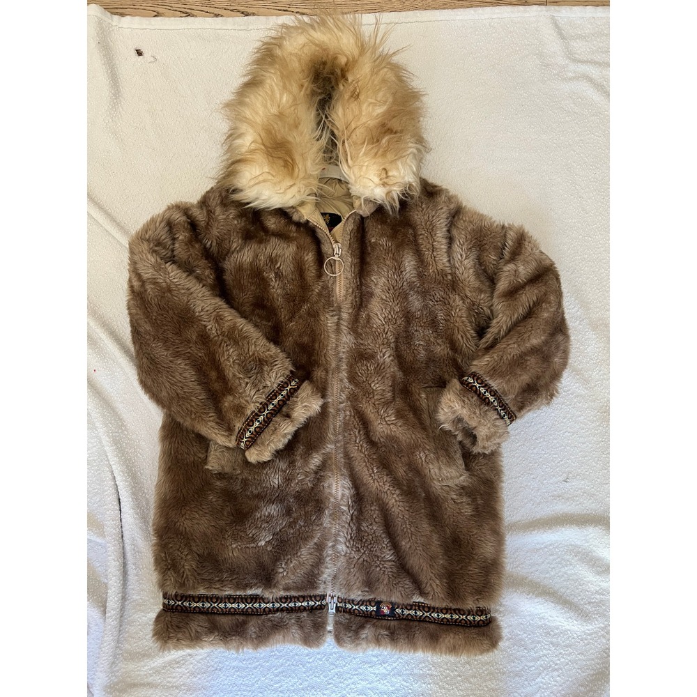 VTG 70s Hansa-Branta by Stearns Goose Down Faux Fur Parka Jacket Sz M Brown